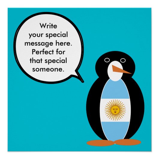 Argentijnse Vlag Praten Ms Penguin Gepersonaliseer Perfect Poster (Voorkant)