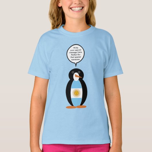 Argentijnse Vlag Praten Ms Penguin Gepersonaliseer T-shirt (Voorkant)