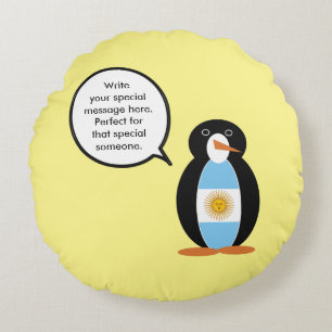 Argentijnse Vlag Pratende Mevrouw Pinguïn Persoonl Rond Kussen