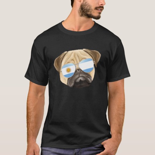 Argentijnse vlag Pug Hond Argentinië Pocket T-shirt (Voorkant)