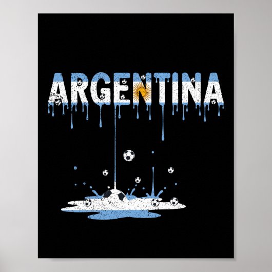 Argentijnse Voetbal Druppelende Vlag Poster (Voorkant)