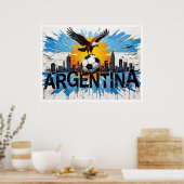 Argentijnse Voetbal Skyline Olie Schilderstijl Kun Poster (Keuken)