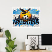 Argentijnse Voetbal Skyline Olie Schilderstijl Kun Poster (Thuiskantoor)
