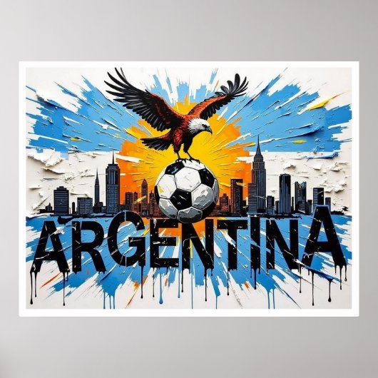 Argentijnse Voetbal Skyline Olie Schilderstijl Kun Poster (Voorkant)