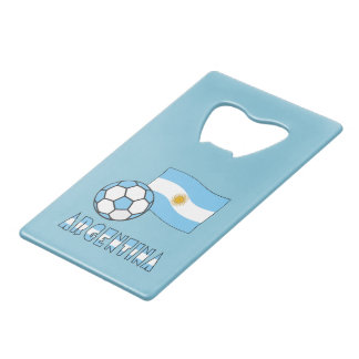 Argentijnse voetbalbal en vlag Argentinië Creditkaart Flessenopener