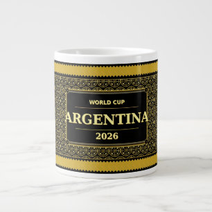 Argentijnse Voetbalfan 2026 Zwart Goud Luxe  Grote Koffiekop