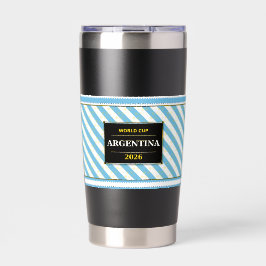 Argentijnse Voetbalfan Vlag Kleuren Streep Patroon Geïsoleerde Drinkbeker