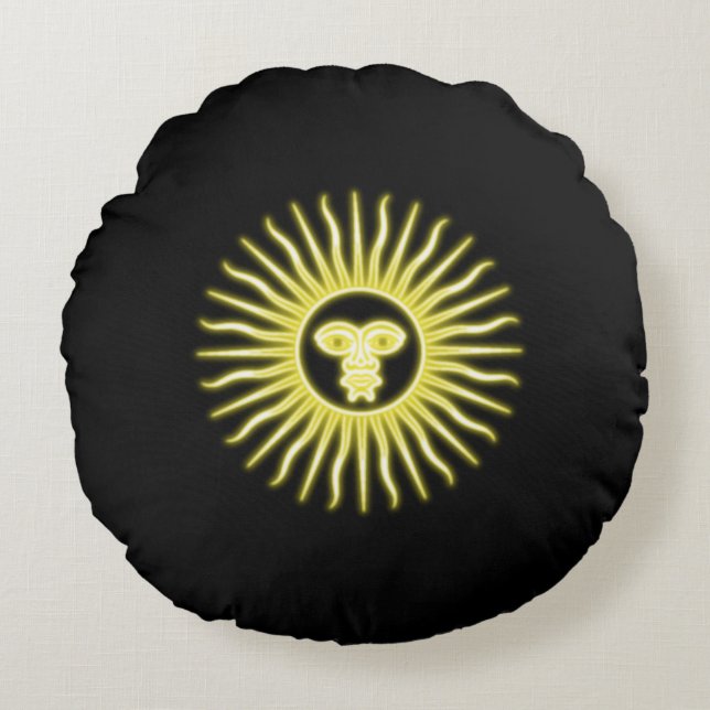 Argentijnse Zon van mei Rond Kussen (Voorkant)