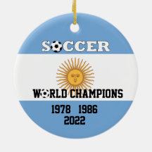 Argentina 3 Times Soccer Champs Ornament