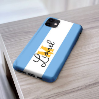 argentina Blue & white Stripe Aangepaste naam mono Case-Mate iPhone 14 Pro Max Hoesje