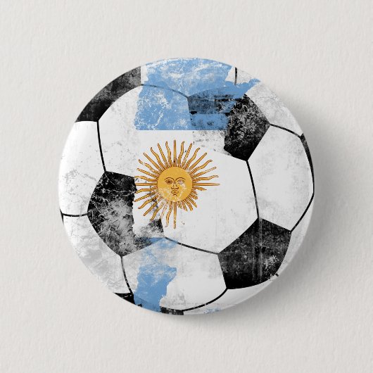 Argentina Distress Soccer Ronde Button 5,7 Cm (Voorkant)