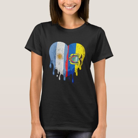 Argentina Ecuador Flag Heart Citizen Grown Patriot T-shirt (Voorkant)