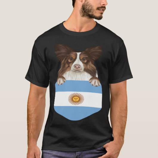 Argentina Flag Collie Dog In Pocket T-shirt (Voorkant)