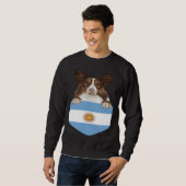 Argentina Flag Collie Dog In Pocket Trui (Voorkant volledig)