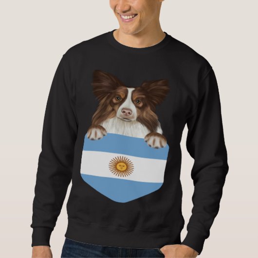 Argentina Flag Collie Dog In Pocket Trui (Voorkant)