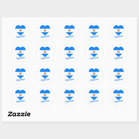 Argentina Flag Heart Ronde Sticker (Vel)