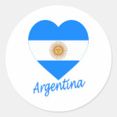 Argentina Flag Heart Ronde Sticker (Voorkant)