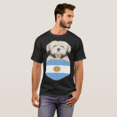 Argentina Flag Lowchen Dog In Pocket T-shirt (Voorkant volledig)