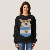 Argentina Flag Pembroke Welsh Corgi Dog In Pocket Trui (Voorkant volledig)