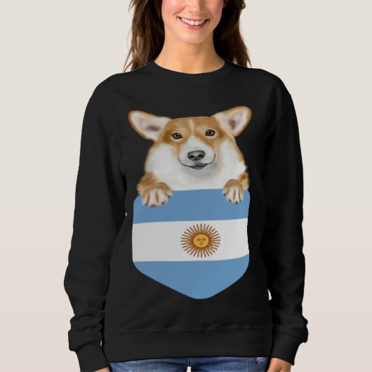 Argentina Flag Pembroke Welsh Corgi Dog In Pocket Trui (Voorkant)