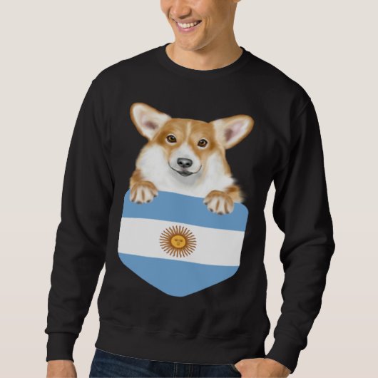 Argentina Flag Pembroke Welsh Corgi Dog In Pocket Trui (Voorkant)