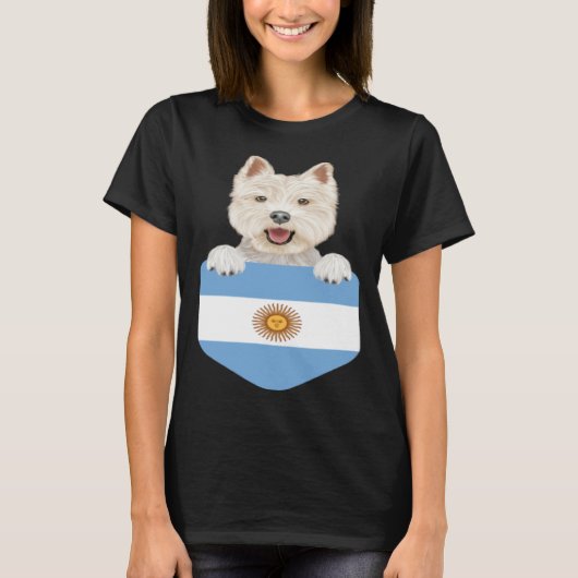 Argentina Flag West Highland White Terrier Dog In  T-shirt (Voorkant)