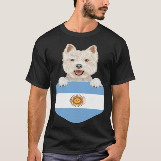 Argentina Flag West Highland White Terrier Dog In  T-shirt (Voorkant)