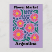 Argentina Flower Market Pink Daisy & Blue Meadow Briefkaart (Voorkant)