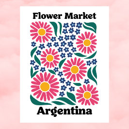 Argentina Flower Market Pink Daisy & Blue Meadow Briefkaart