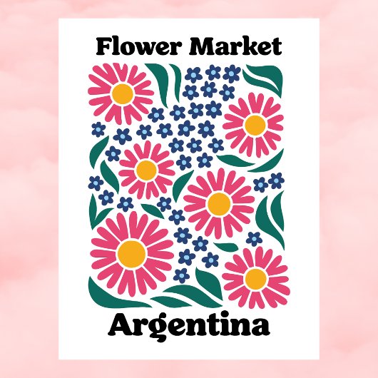 Argentina Flower Market Pink Daisy & Blue Meadow Briefkaart