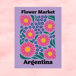 Argentina Flower Market Pink Daisy & Blue Meadow Briefkaart