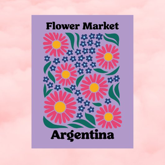Argentina Flower Market Pink Daisy & Blue Meadow Briefkaart