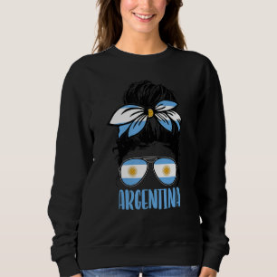 Argentina Girl Messy Hair Bun Argentinië Girl Fan Trui
