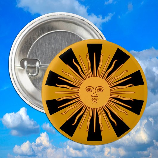 Argentina Golden Sun, mode Sol de Mayo Ronde Button 3,2 Cm