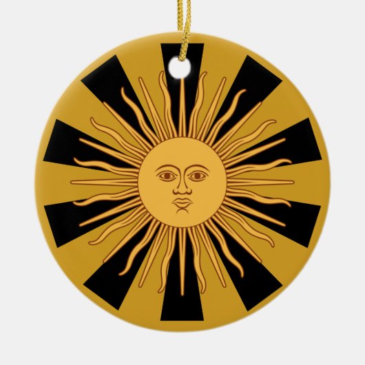 Argentina Golden Sun, Sol de Mayo Keramisch Ornament (Voorkant)