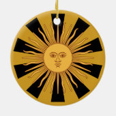 Argentina Golden Sun, Sol de Mayo Keramisch Ornament (Achterkant)
