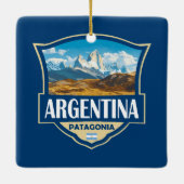 Argentina Illustration Retro Badge Keramisch Ornament (Achterkant)