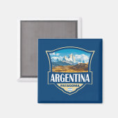 Argentina Illustration Retro Badge Magneet (Voorkant / Achterkant)