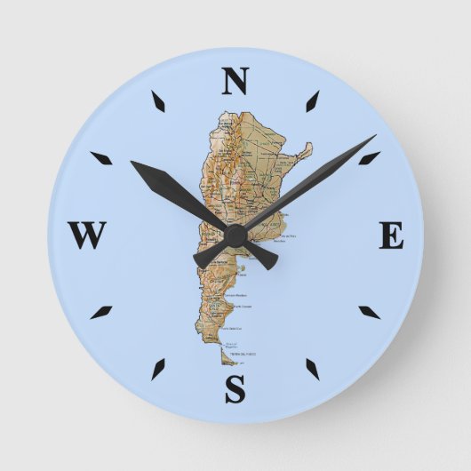 Argentina Map Clock Ronde Klok (Voorkant)