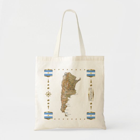 Argentina Map + Flags Bag Tote Bag (Voorkant)
