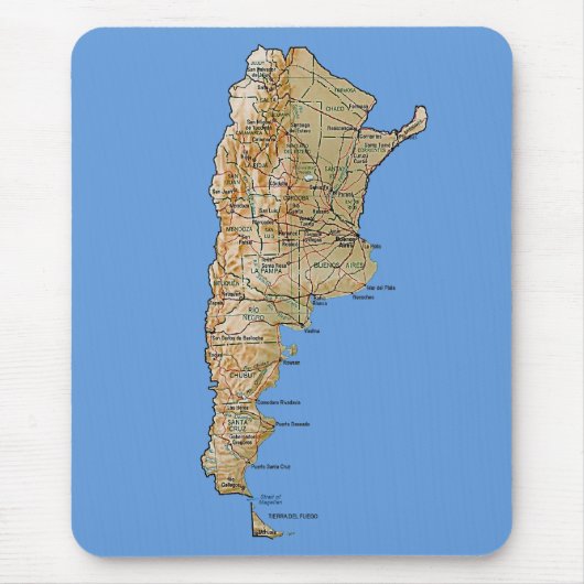 Argentina Map Mousepad Muismat (Voorkant)
