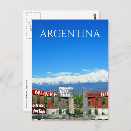 argentina mendoza gate briefkaart (Voorkant / Achterkant)