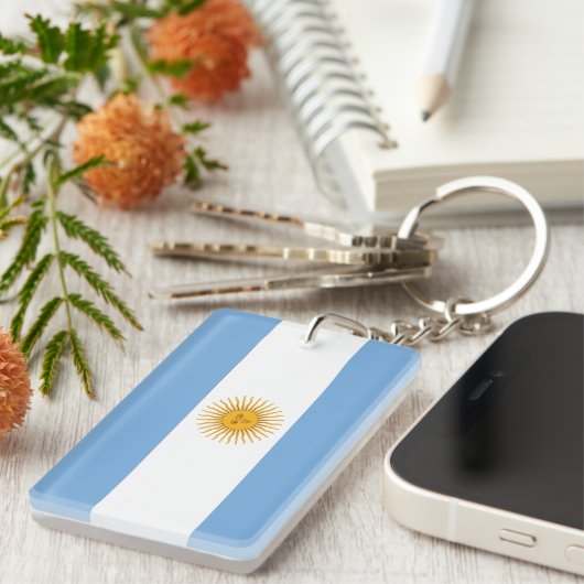 Argentina Plain Flag Sleutelhanger (Voorkant Rechts)