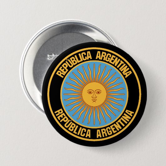 Argentina Round Emblem Ronde Button 7,6 Cm (Voorkant /achterkant)