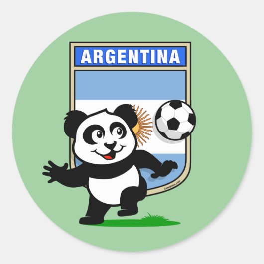 Argentina Soccer Panda Ronde Sticker (Voorkant)