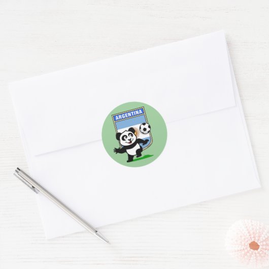 Argentina Soccer Panda Ronde Sticker (Envelop)