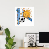 Argentina Sun-vlagkaart van Argentijnse cadeautjes Poster (Thuiskantoor)