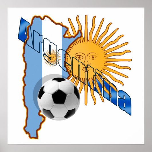 Argentina Sun-vlagkaart van Argentijnse cadeautjes Poster (Voorkant)