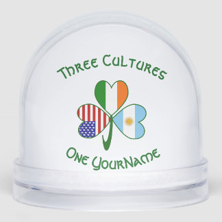 Argentina USA Ireland Flags Shamrock Personalized Sneeuwbol