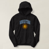 Argentina Varsity Style Sun of May Light Blue Text Hoodie (Design voorkant)